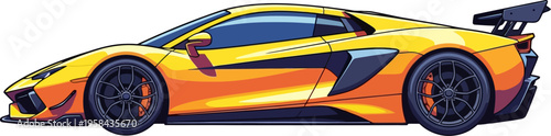 Sleek yellow supercar profile high performance racing car