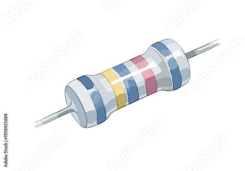Electronic component resistor with color bands for resistance value identification