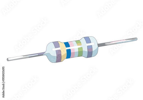 Electronic component resistor with color bands for electrical resistance measurement