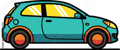 Teal compact hatchback city car with stylish accents