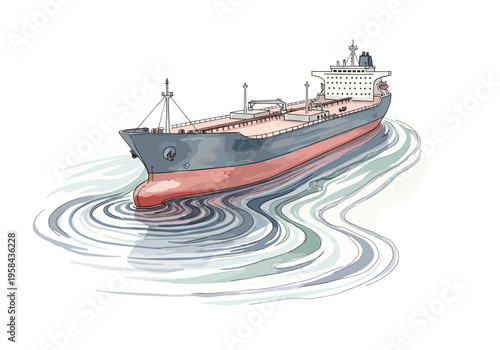 Large cargo ship sailing through calm waters with gentle ripples