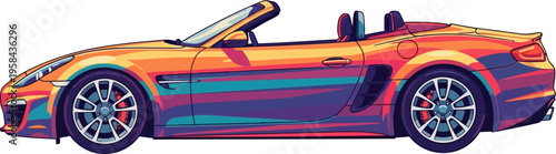 Vibrant rainbow convertible cabriolet open top summer car