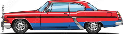 Vintage classic car in red and blue