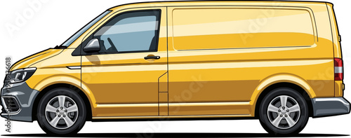 Yellow cargo van for urban delivery