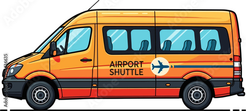 Yellow airport shuttle passenger van
