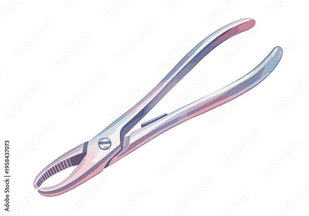 Obraz premium Close-up illustration of a dental extraction forceps with a white background