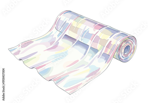 Abstract watercolor roll of translucent material with pastel color blocks