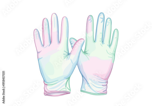Pair of disposable medical gloves for protection and hygiene