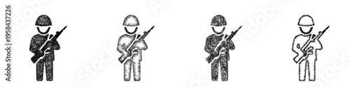 Sketch soldier icon design set