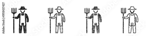 Sketch farmer icon design set