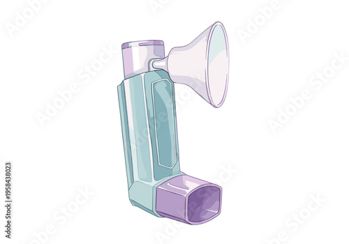 Illustration of a medical inhaler device for respiratory relief