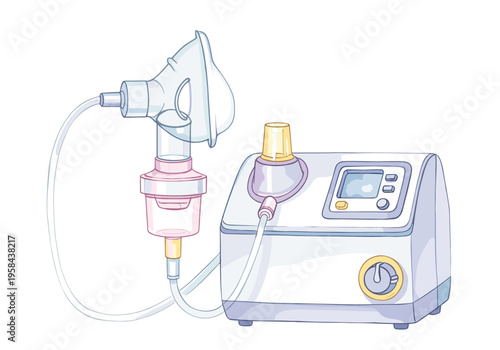 Medical nebulizer machine with mask for respiratory treatment and breathing support