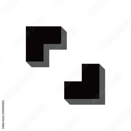 L字型の3D幾何学アイコンパーツセット