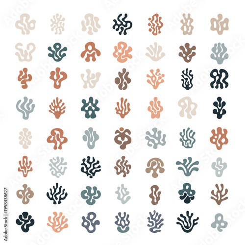 Underwater Inspired Organic Abstract Icons Collection in Neutral Tones