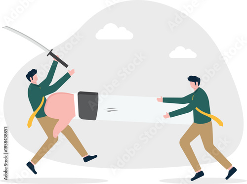 Professional man cutting a debt ball fuse to gain financial freedom