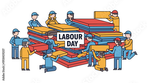 Labour Day Celebration: Celebrate the dedication and contributions of workers as they collaboratively build a structure representing the strength and unity of the workforce.