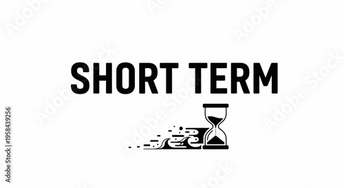 Short term time management icon with hourglass and speed lines.