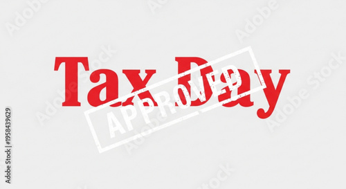 A vector graphic illustration of a tax day stamp with an approved stamp over it