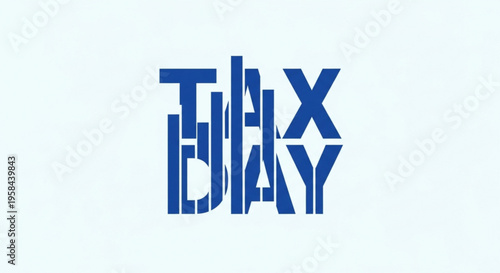 A blue Tax Day logo with a modern design on a white background