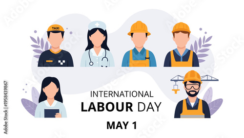 International Labour Day Celebration: Illustration of varied professions to celebrate International Labour Day. A tribute to dedication and contribution on May 1st