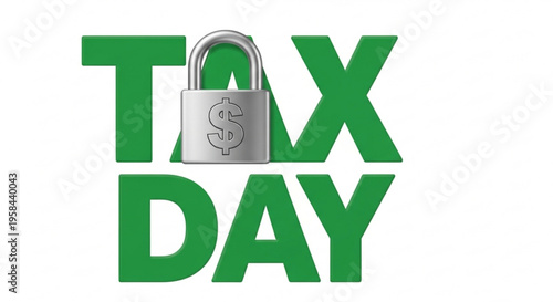 A vector graphic illustration of a padlock with a dollar sign on it, symbolizing tax day security and financial responsibility.