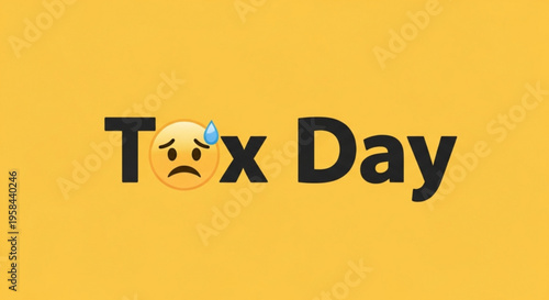 A vector graphic illustration of a Tax Day logo with a crying face emoji