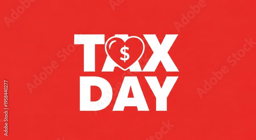 A vector graphic illustration of a Tax Day logo with a heart and dollar sign