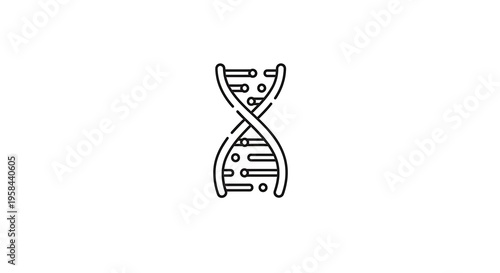 Dna Helix Icon in Black Line Art on White Background
