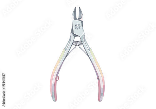 Professional cuticle nipper with rainbow gradient handles and spring mechanism