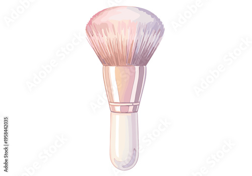 Soft pink and purple makeup brush with rose gold handle and white base