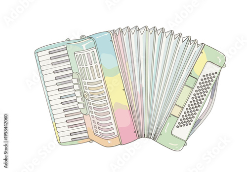 Delicate pastel accordion illustration with a clean white background