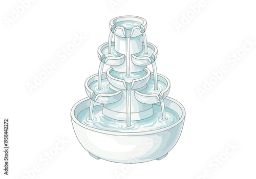 Modern tiered water fountain with cascading water flow and tranquil ambiance