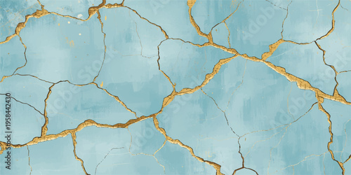 A vintage grunge design features a rough textured surface of old cracked concrete and dirty gray plaster with a broken stone pattern on the weathered cement material