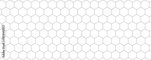 Seamless pattern with outline hexagon grid. Honeycomb net backdrop. Abstract background with geometric line grille. Black hexagon mesh, vector illustration