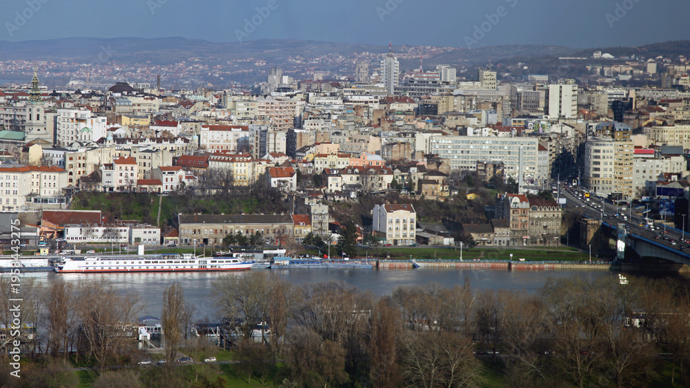 Fototapeta premium Aerial View of Old Belgrade Serbia at Afternoon Early Spring Afternoon