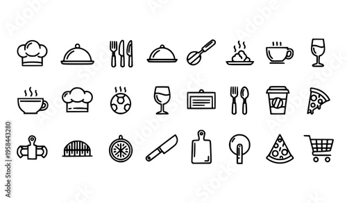 Premium culinary line icons set editable vector kitchen food symbols for modern app and website interface