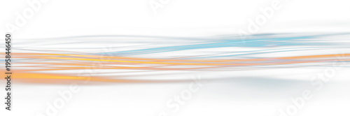 Curved neon waves in blue and orange shades, flowing abstract motion for digital or tech backgrounds.
