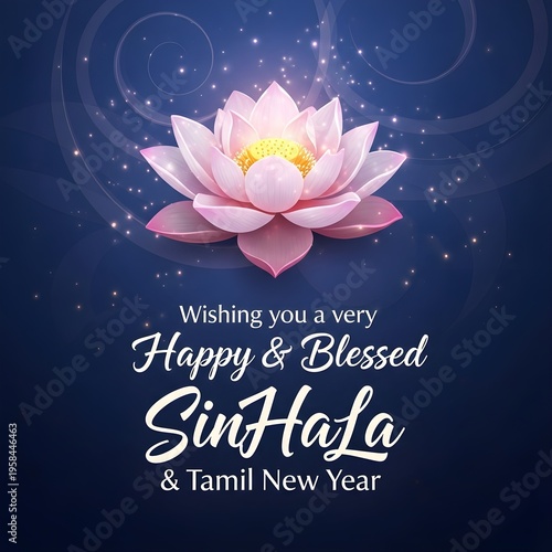vector illustration of a lotus flower sinhala and tamil new year