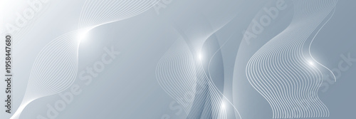 Elegant vertical white wave lines on light gray background, abstract modern technology banner, minimal flowing curve backdrop for design