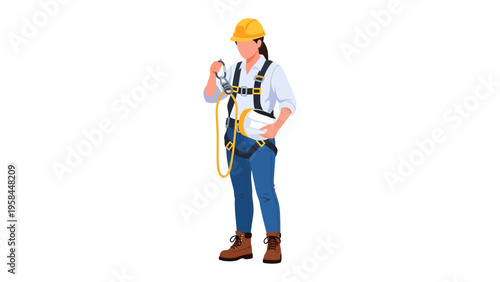 Safety First: A diligent construction worker stands prepared in full safety gear, emphasizing the importance of workplace protection.