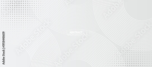 Grey abstract background with geometric shapes. Modern circle lines pattern. Minimal geometric design.  Suit for cover, poster, banner, brochure, header, presentation, web, flyer