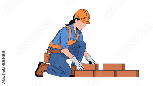 Bricklayer's Craft: A skilled bricklayer meticulously lays bricks, embodying the precision and dedication of construction.