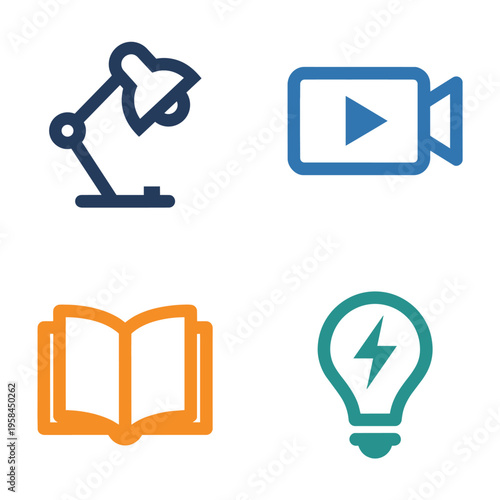 E-learning icons for online education platform