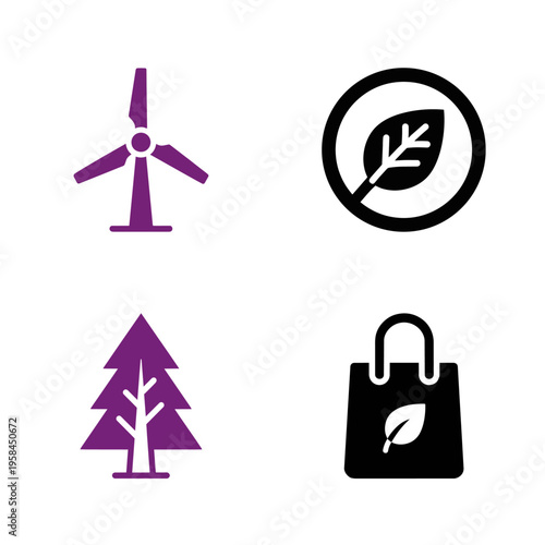 Eco-friendly icons promote sustainability in clean layout