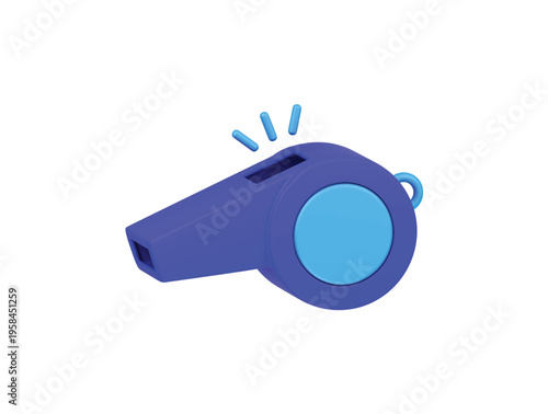 Referee whistle icon 3D render illustration isolated