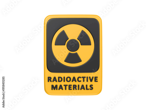 Radioactive hazard warning sign icon 3D render illustration isolated