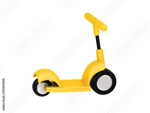 Yellow kick scooter icon 3D render illustration isolated