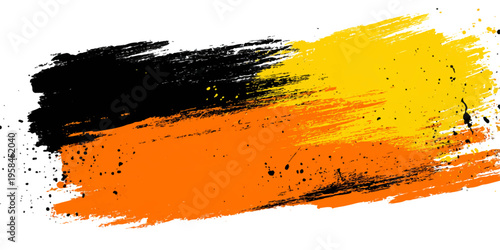 An abstract yellow grunge background vector design featuring orange watercolor ink splashes and gold paint splatters on a stained paper texture wallpaper backdrop