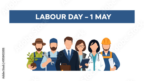 Labour Day Celebration: Celebrate the dedication and hard work of laborers from various professions on Labour Day, with a diverse group of professionals.