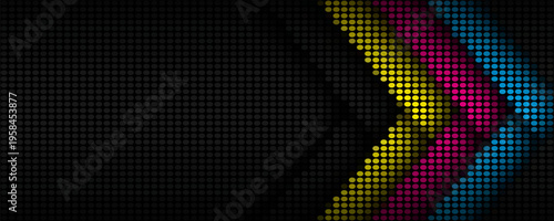 Dotted gradient arrow elements isolated on a black background, Vector illustration